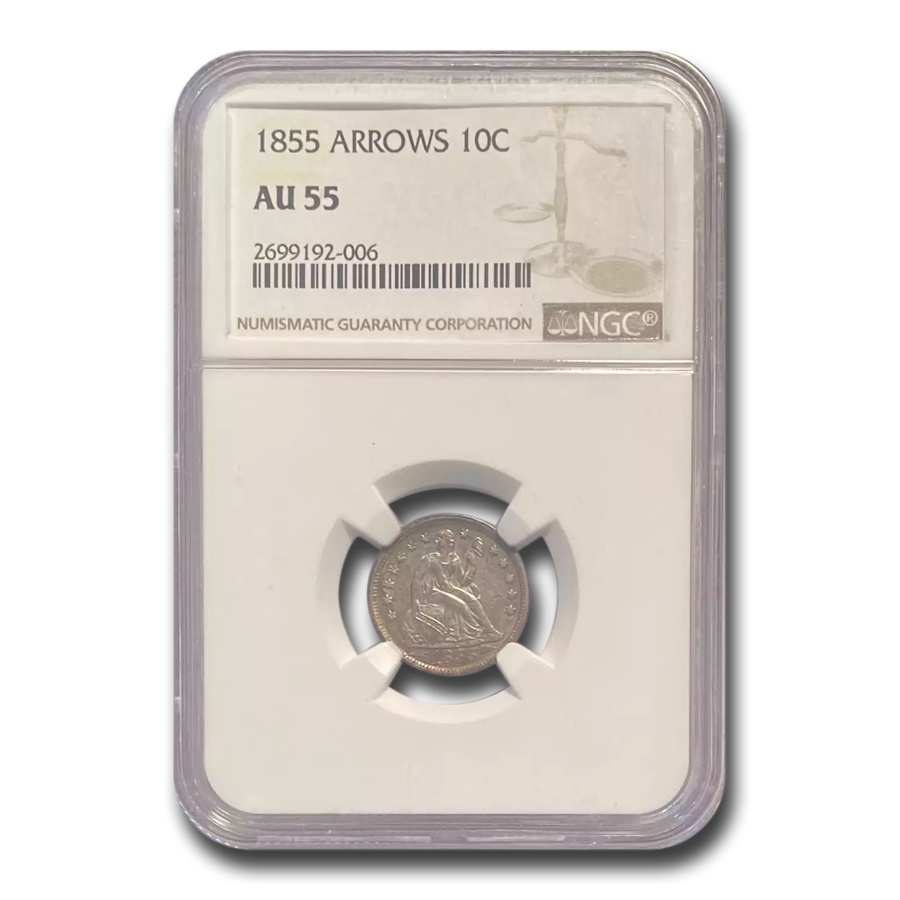 Buy 1855 Liberty Seated Dime AU-55 NGC - Click Image to Close