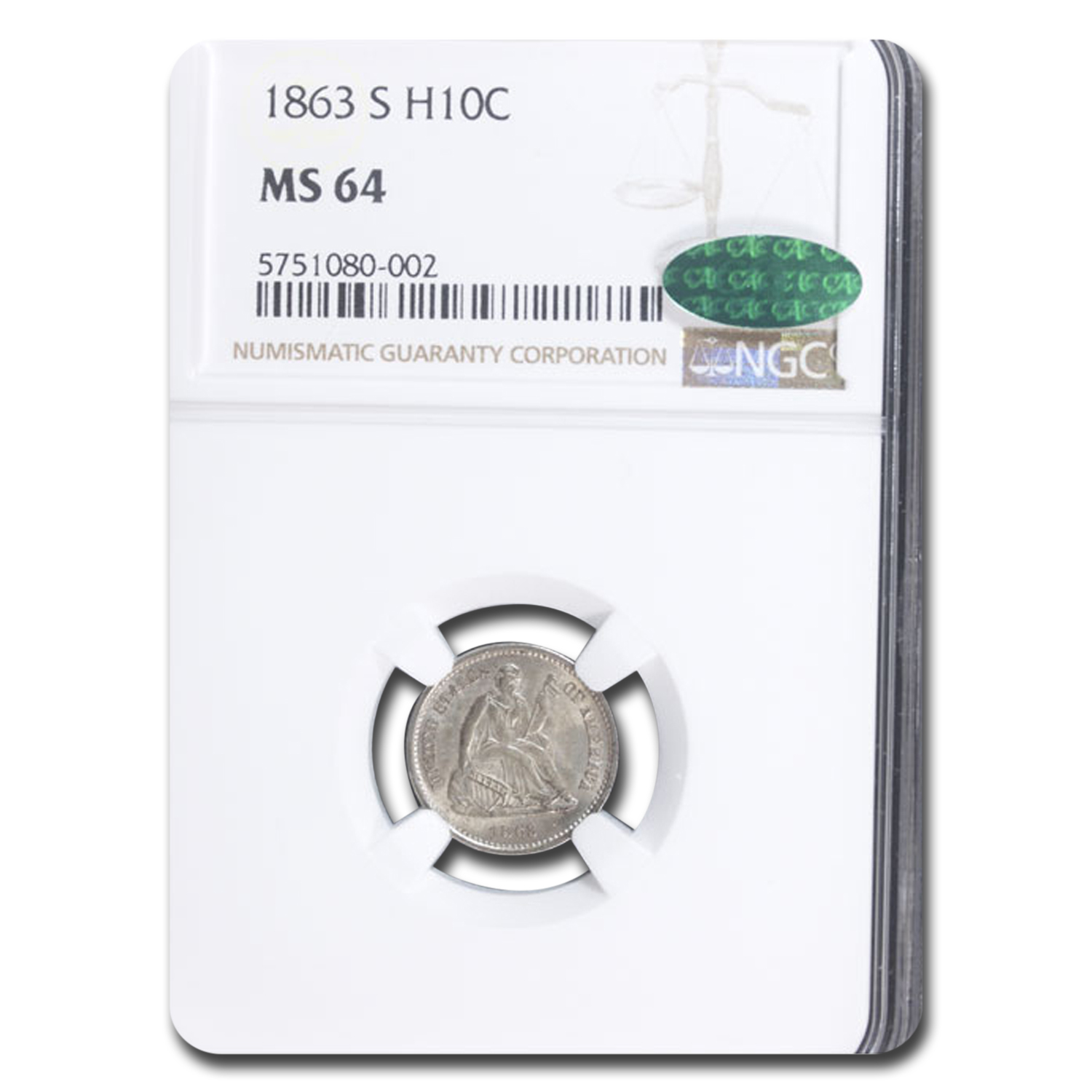 Buy 1863-S Liberty Seated Half Dime MS-64 NGC CAC