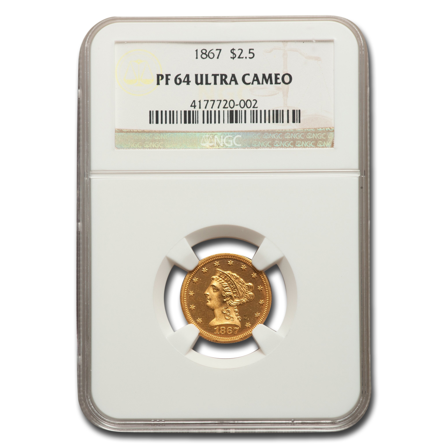 Buy 1867 $2.50 Liberty Gold Quarter Eagle PF-64 UCAM NGC