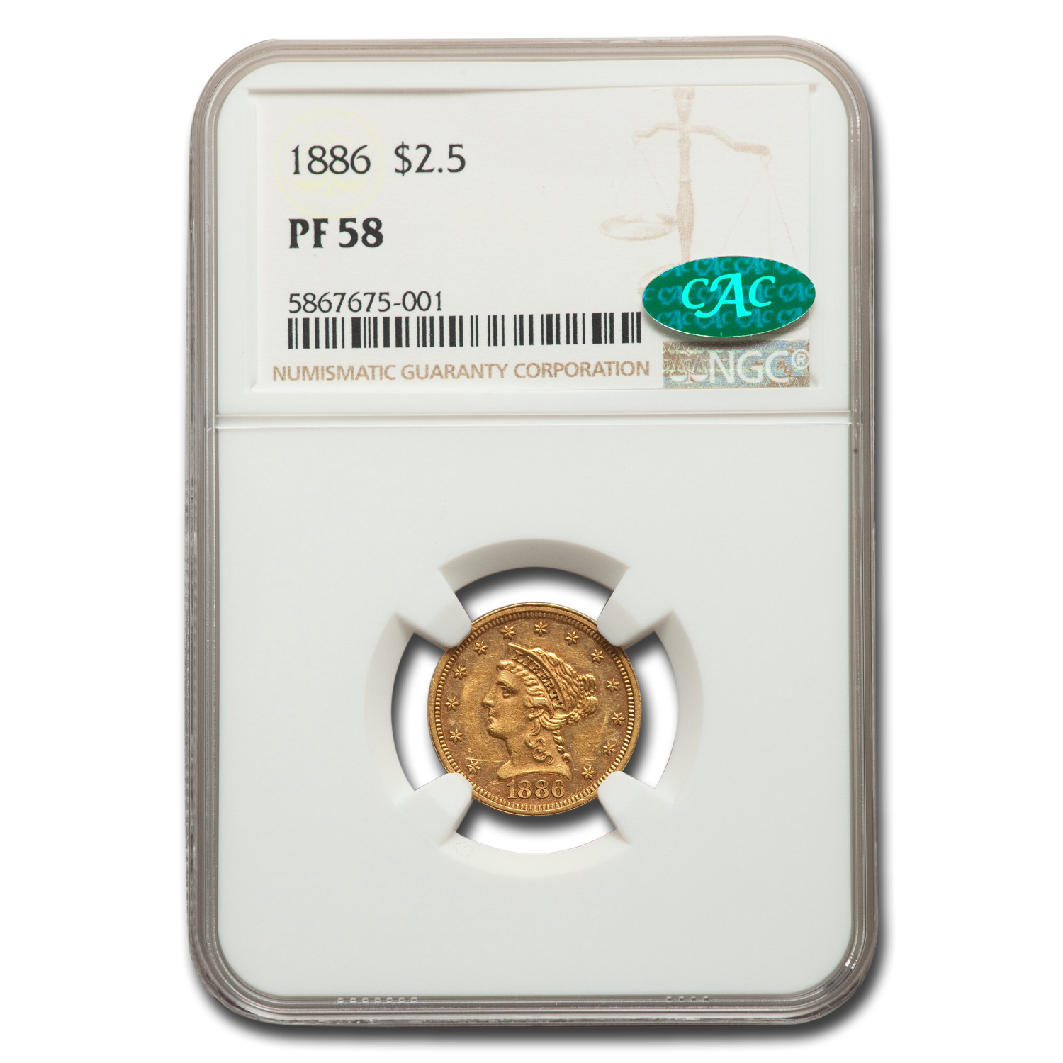 Buy 1886 $2.50 Liberty Gold Quarter Eagle PF-58 NGC CAC