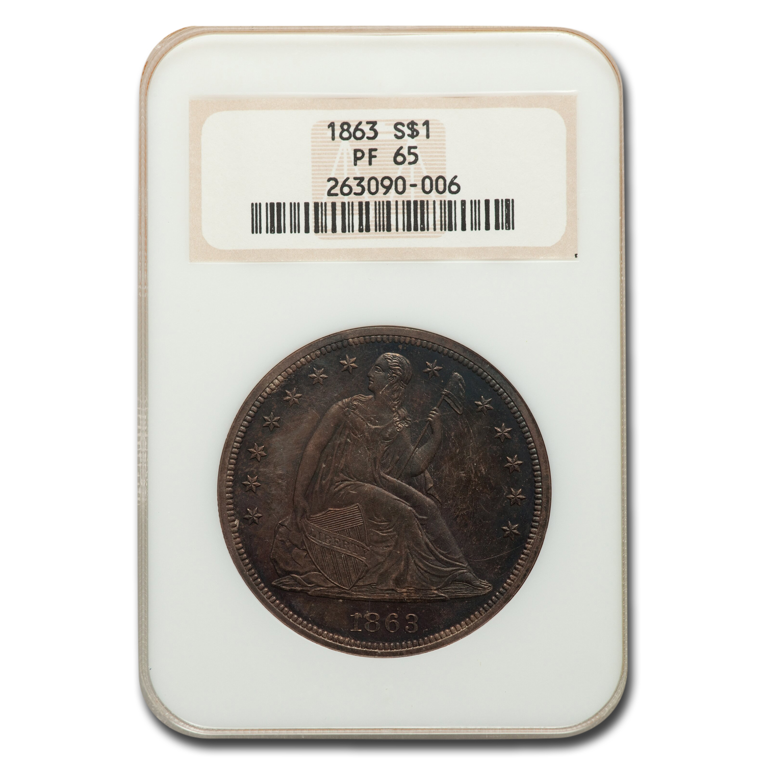 Buy 1863 Liberty Seated Dollar PF-65 NGC