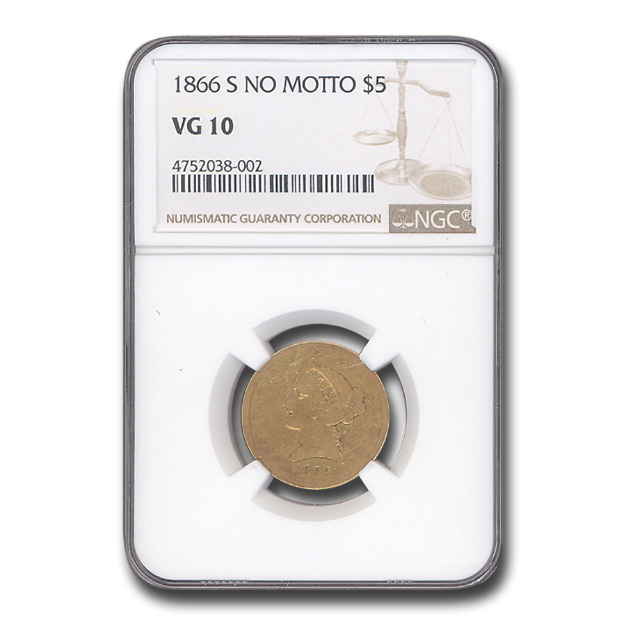 Buy 1866-S $5 Liberty Gold Half Eagle VG-10 NGC (No Motto)
