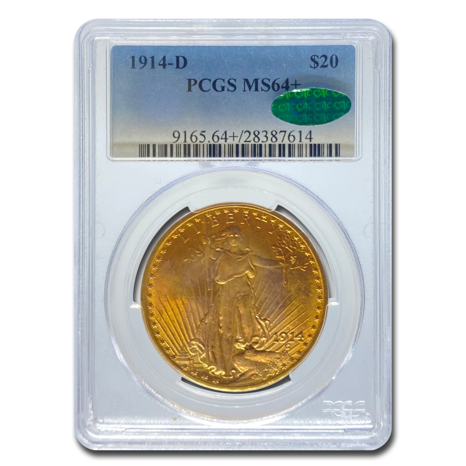 Buy 1914-D $20 Saint-Gaudens Gold Double Eagle MS-64+ PCGS CAC