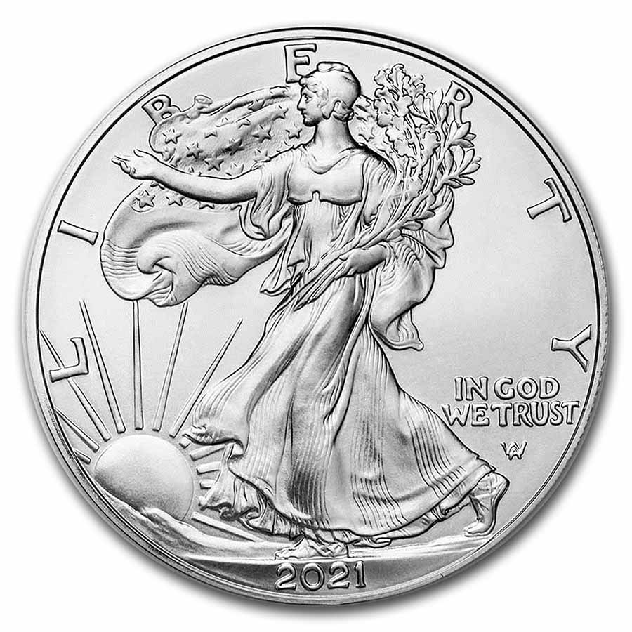 2021-W Burnished American Silver Eagle (Type 2) (w/Box & COA) - Click Image to Close