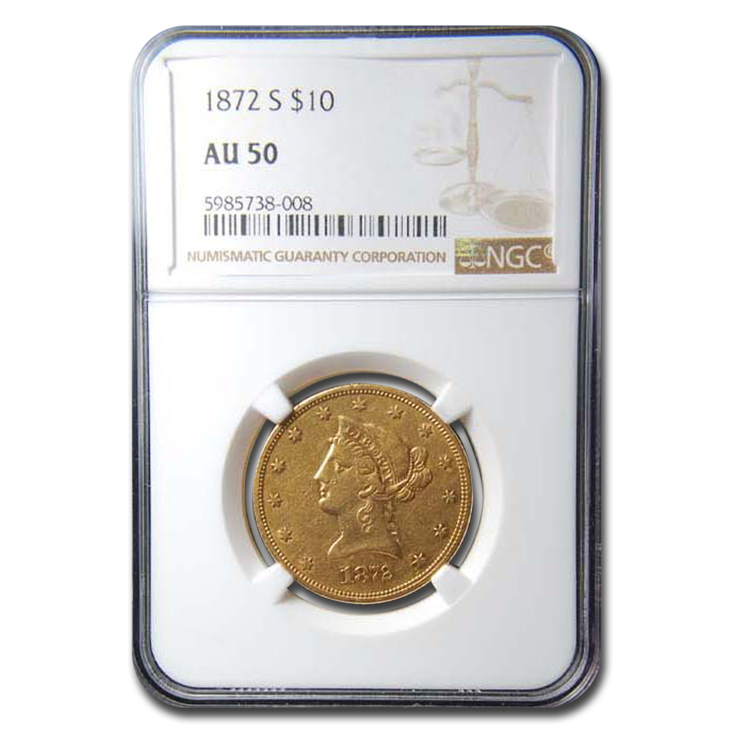 Buy 1872-S $10 Liberty Gold Eagle AU-50 NGC