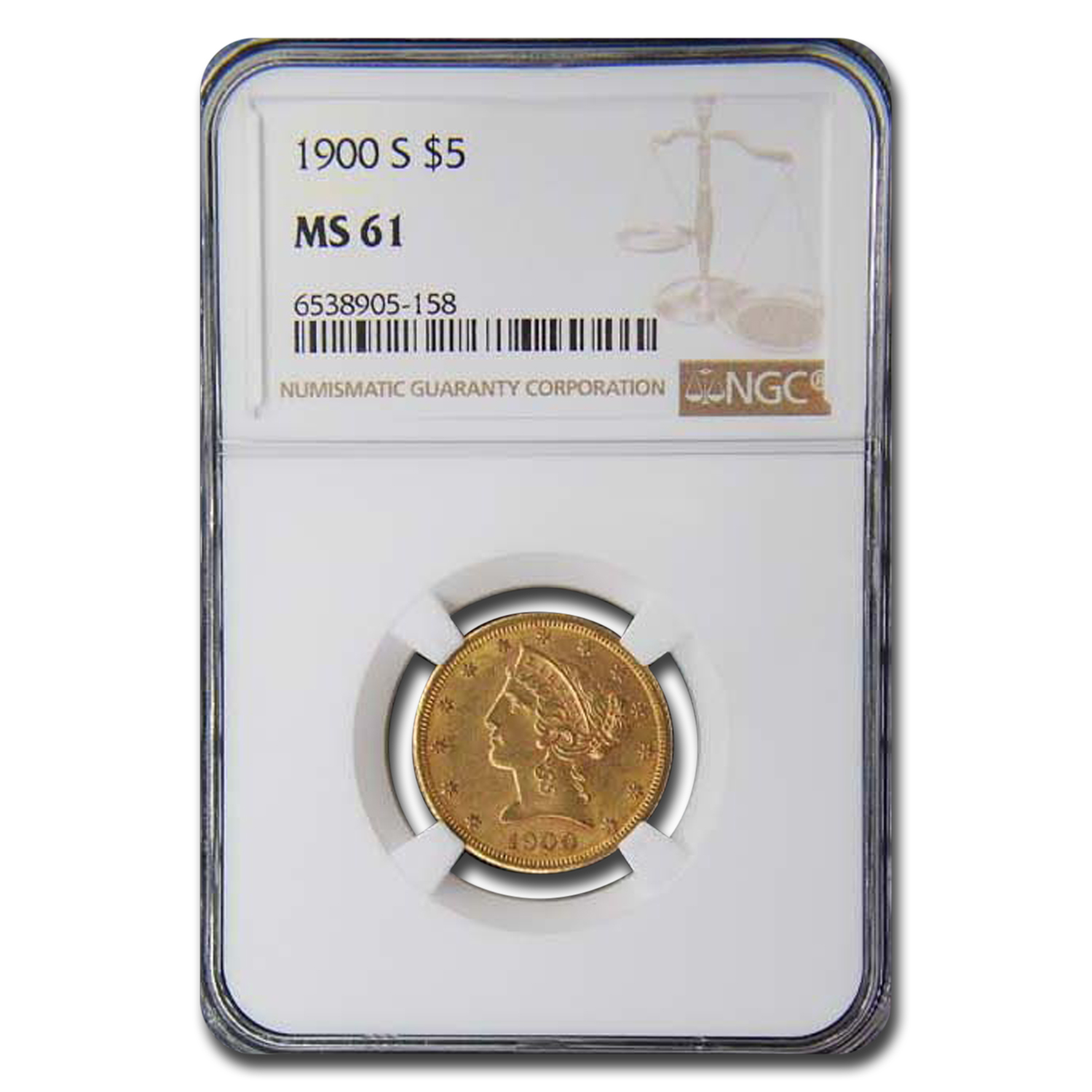 Buy 1900-S $5 Liberty Gold Half Eagle MS-61 NGC