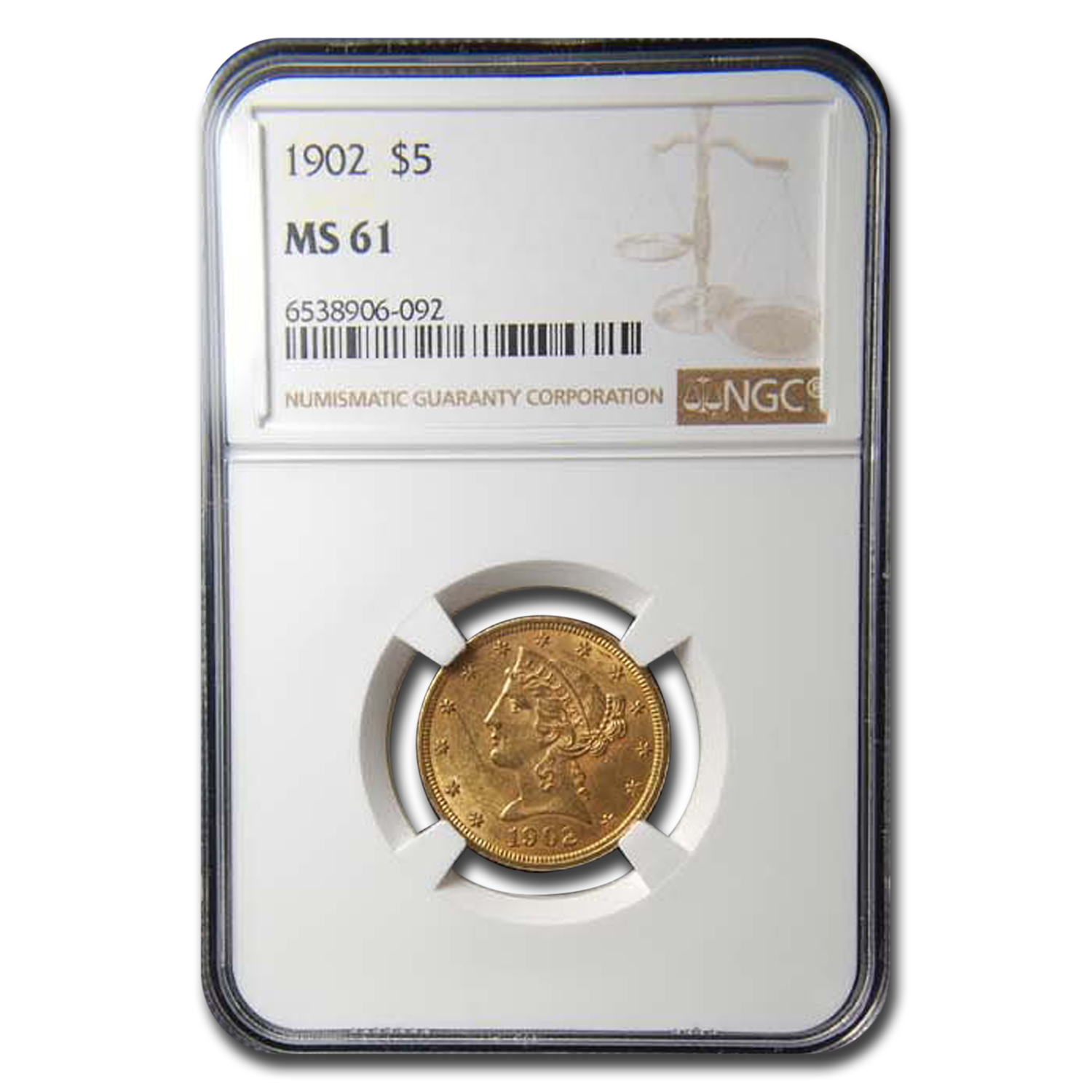 Buy 1902 $5 Liberty Gold Half Eagle MS-61 NGC