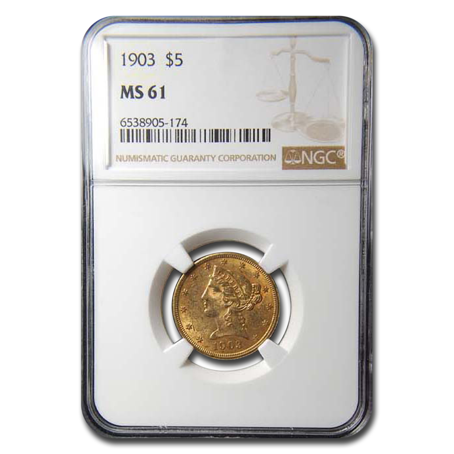 Buy 1903 $5 Liberty Gold Half Eagle MS-61 NGC
