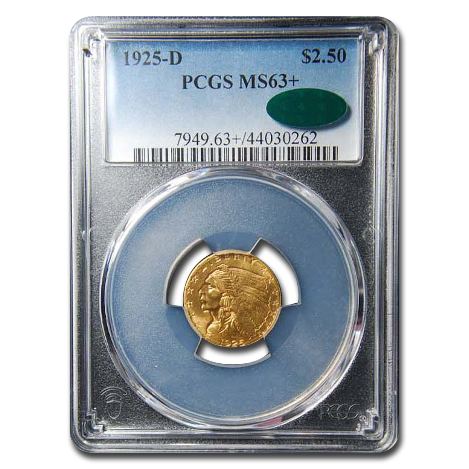 Shop MS-63+ PCGS CAC 1925-D $2.50 Indian Gold Quarter Eagle