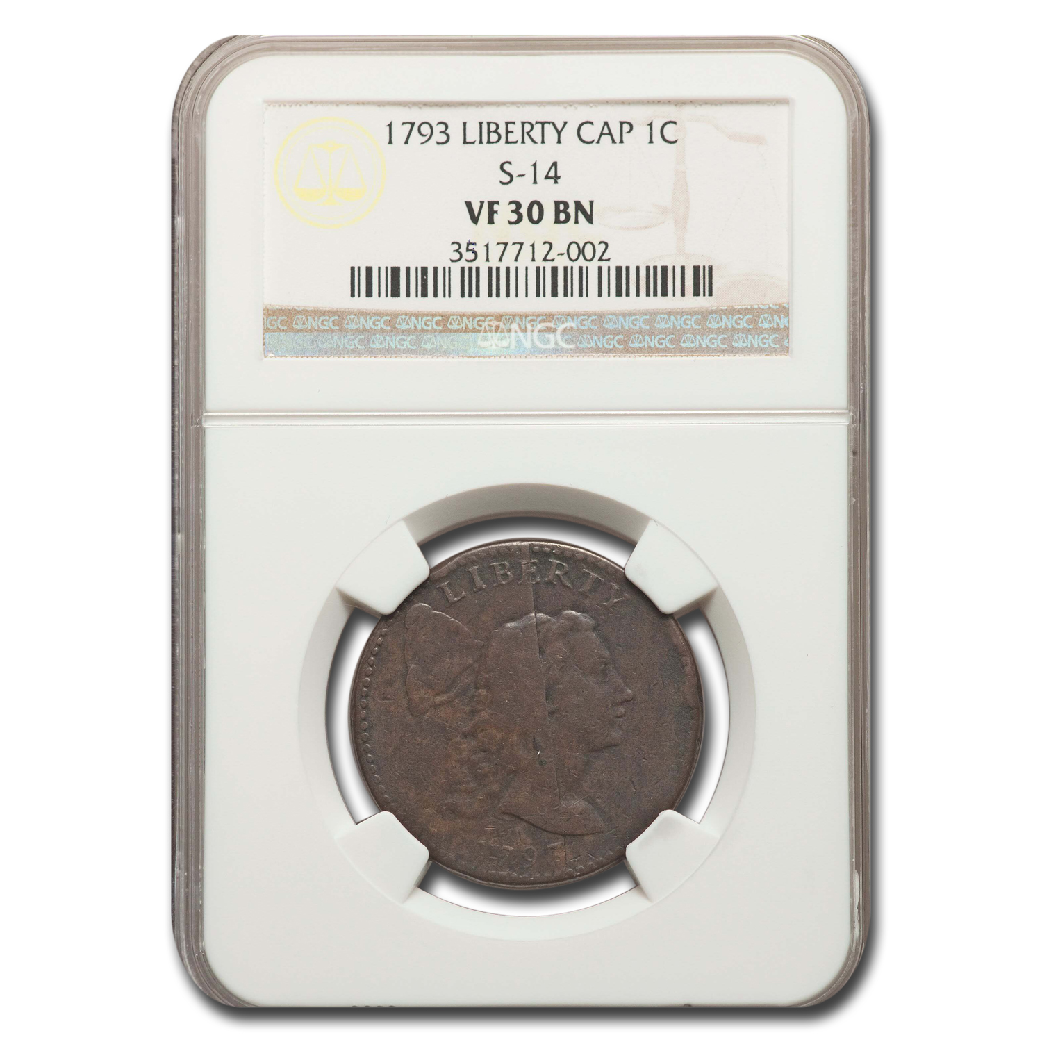 Buy 1793 Liberty Cap Large Cent VF-30 NGC (Brown, S-14)