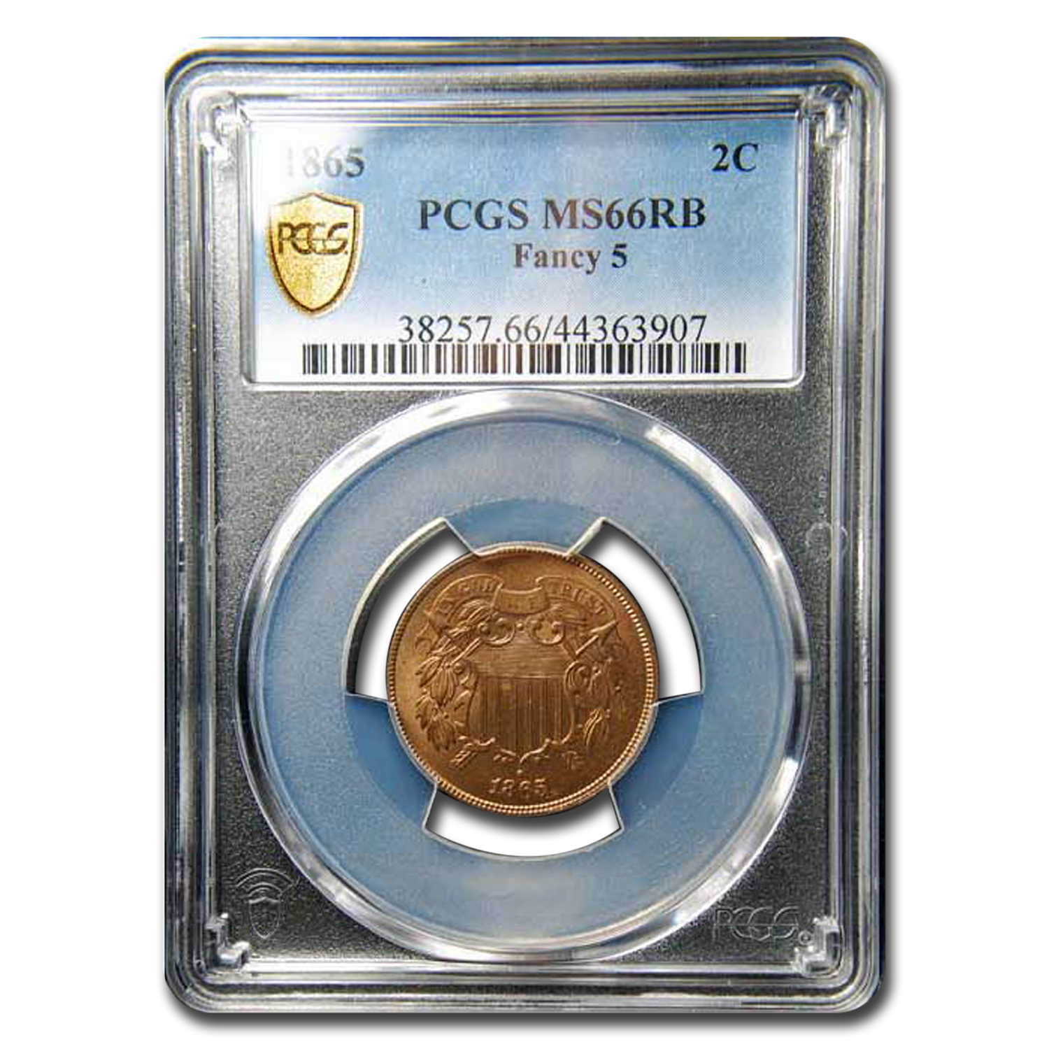 Buy 1865 Two Cent Piece MS-66 PCGS (Red/Brown, Fancy 5)