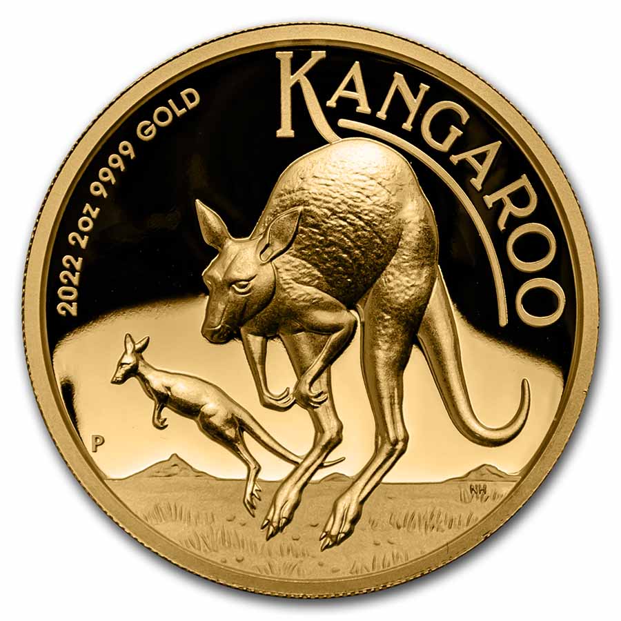 2022-P Australia 2 oz Gold Kangaroo Proof (High Relief) - Click Image to Close