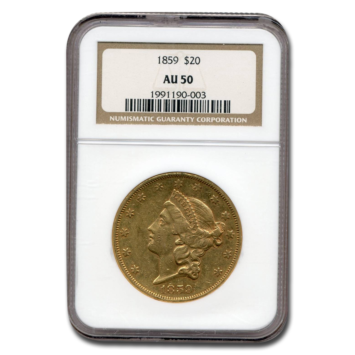 Buy 1859 $20 Liberty Gold Double Eagle AU-50 NGC