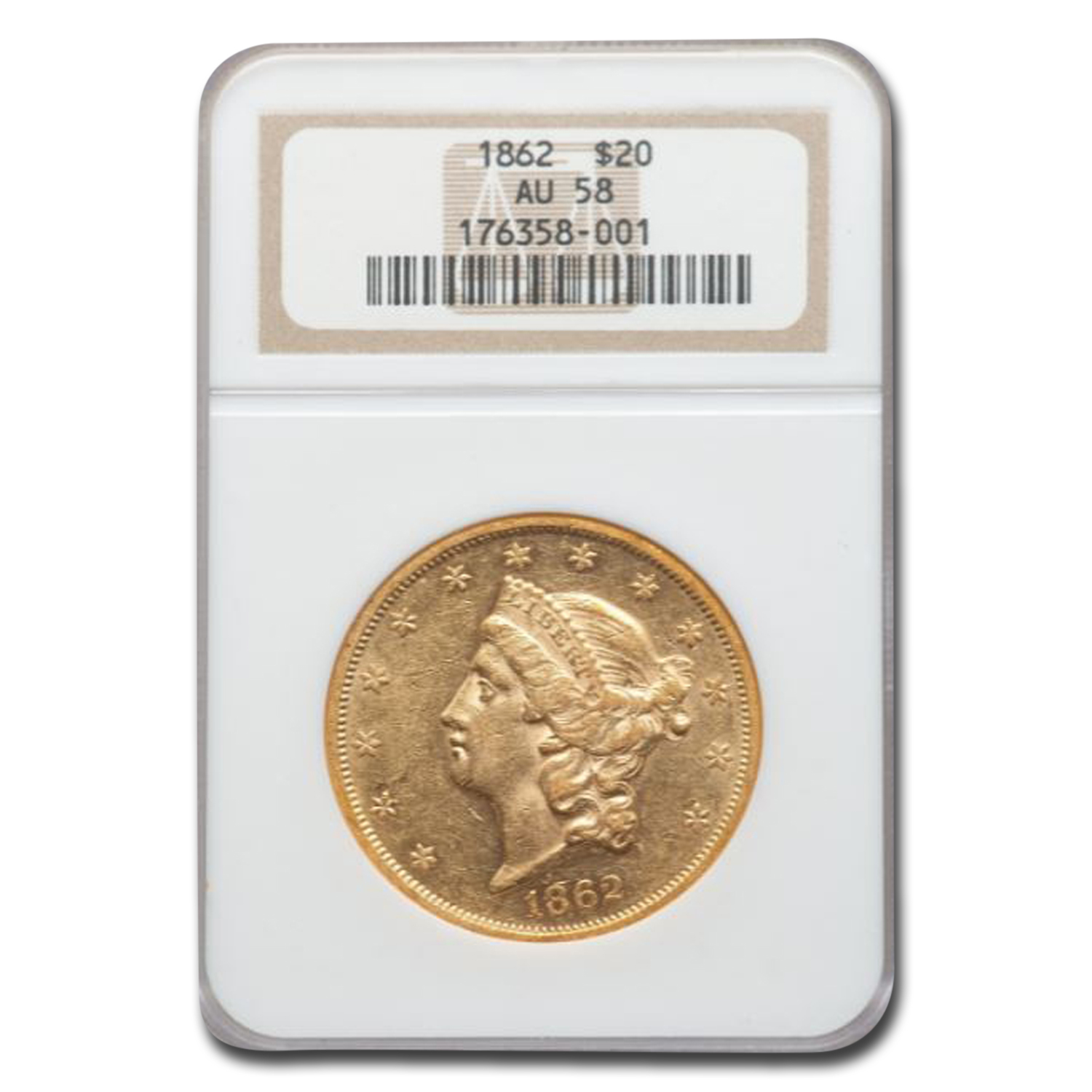 Buy 1862 $20 Liberty Gold Double Eagle AU-58 NGC