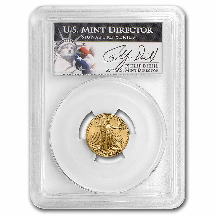 2013 1/10 oz Am Au Eagle MS-70 PCGS (Diehl Signed)