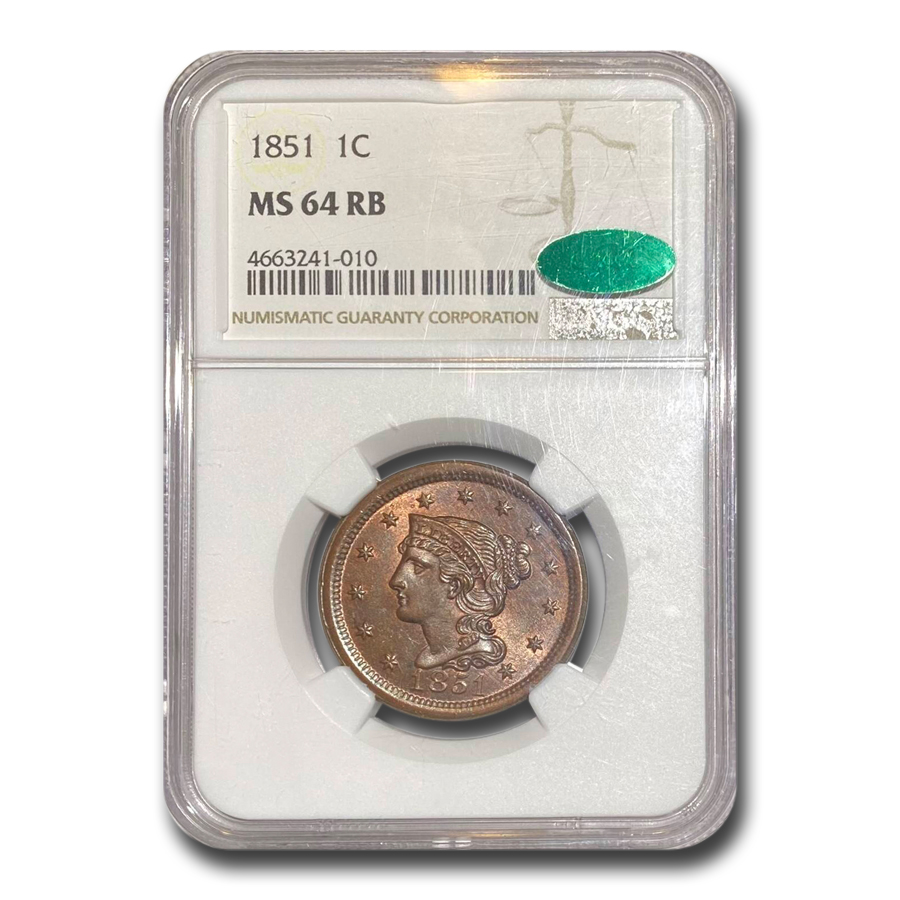 Buy 1851 Large Cent MS-64 NGC CAC (Red/Brown)