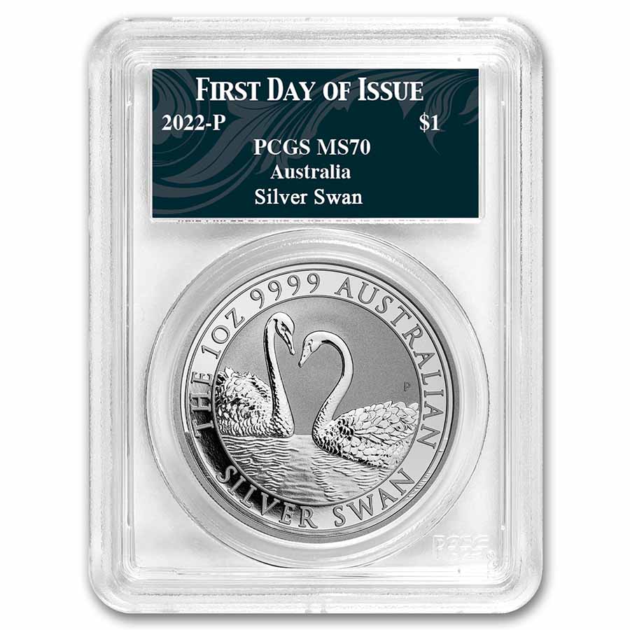 Buy 2022 Australia 1 oz Silver Swan MS-70 PCGS (FDI, Swan Label)