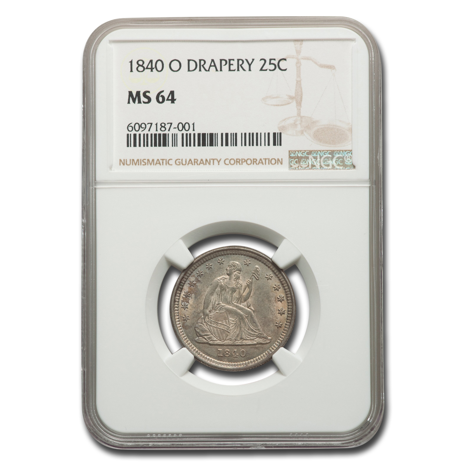 Buy 1840-O Liberty Seated Quarter MS-64 NGC (Drapery)