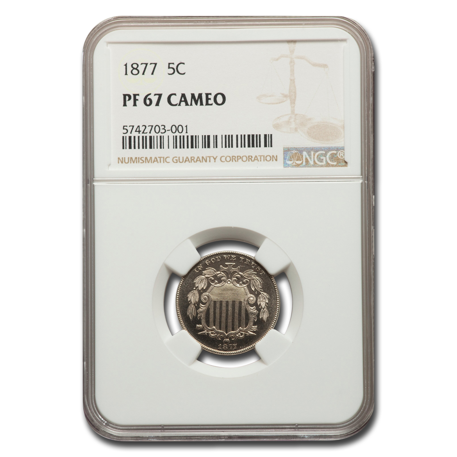 Buy 1877 Shield Nickel PF-67 Cameo NGC