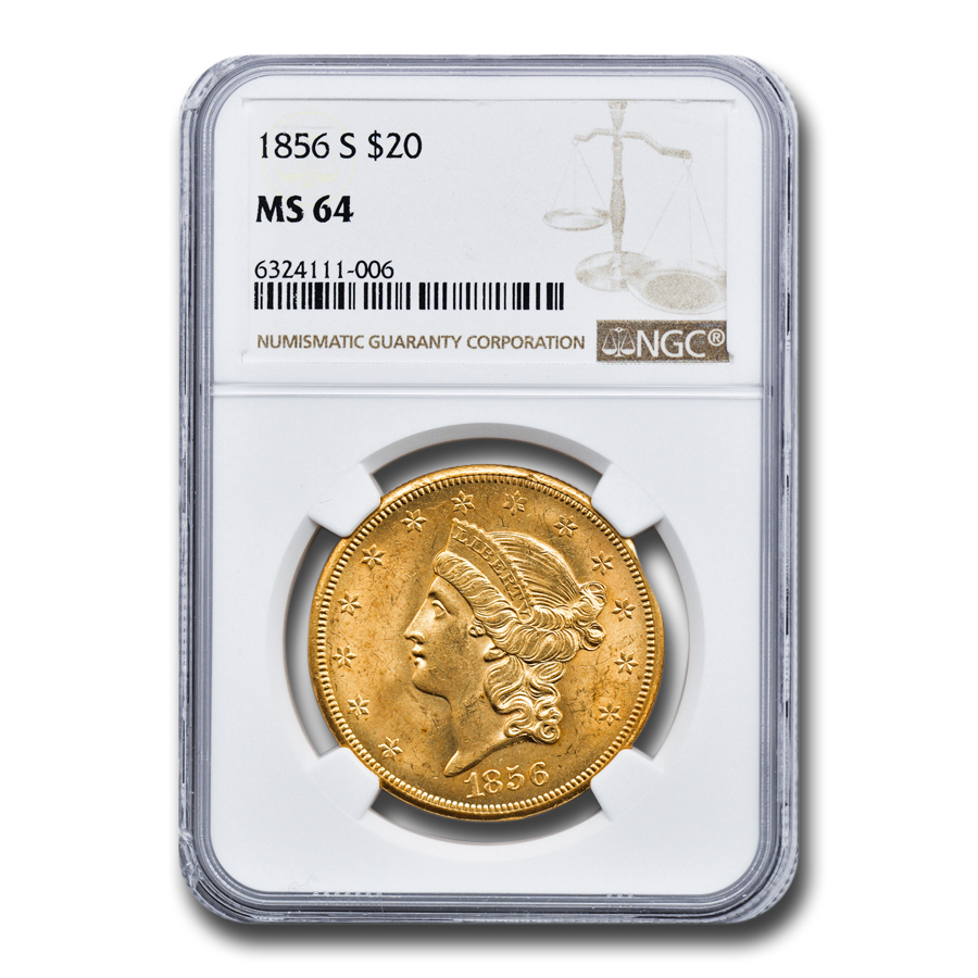 Buy 1856-S $20 Liberty Gold Double Eagle MS-64 NGC