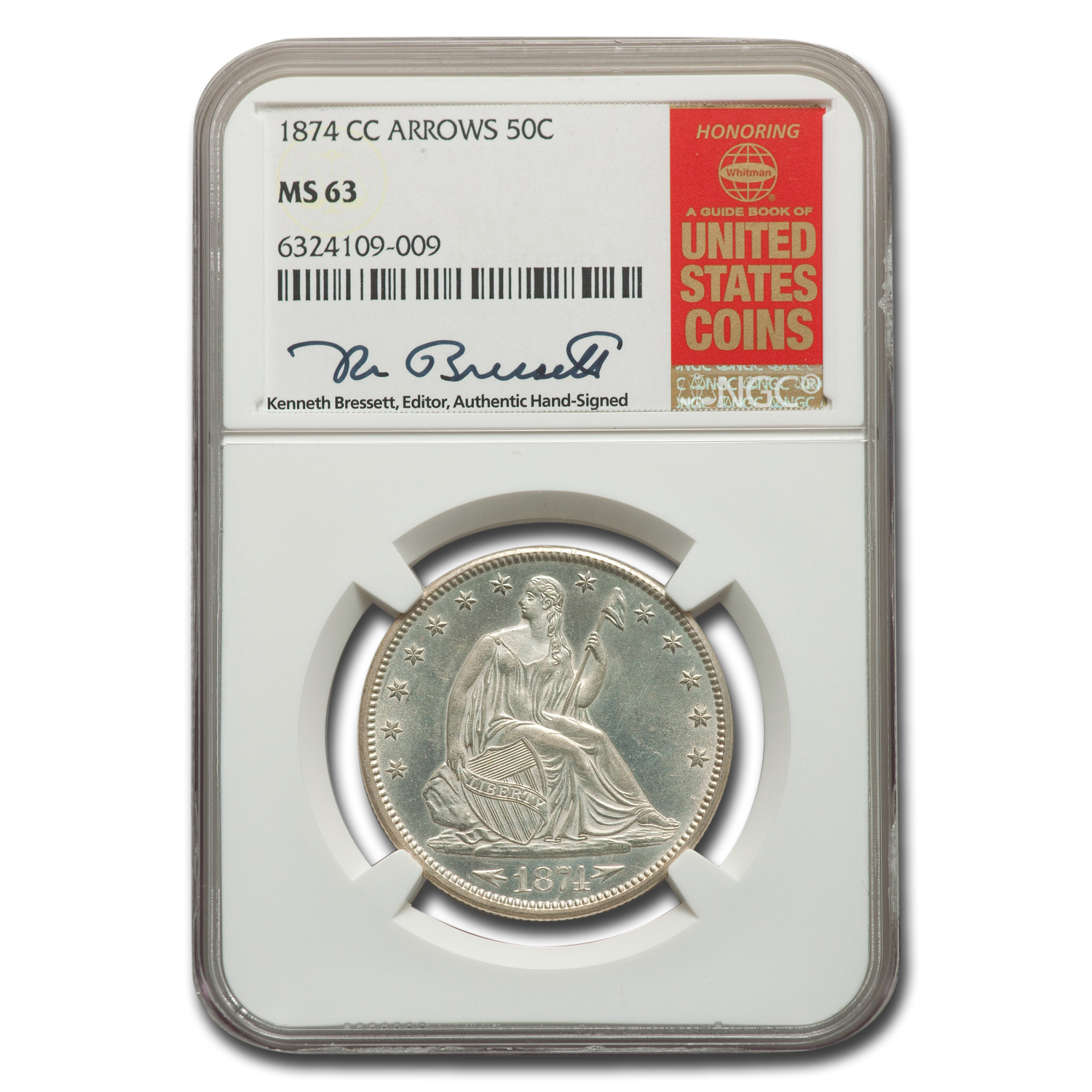 Buy 1874-CC Liberty Seated Half Dollar MS-63 NGC (Arrows, Bressett) - Click Image to Close