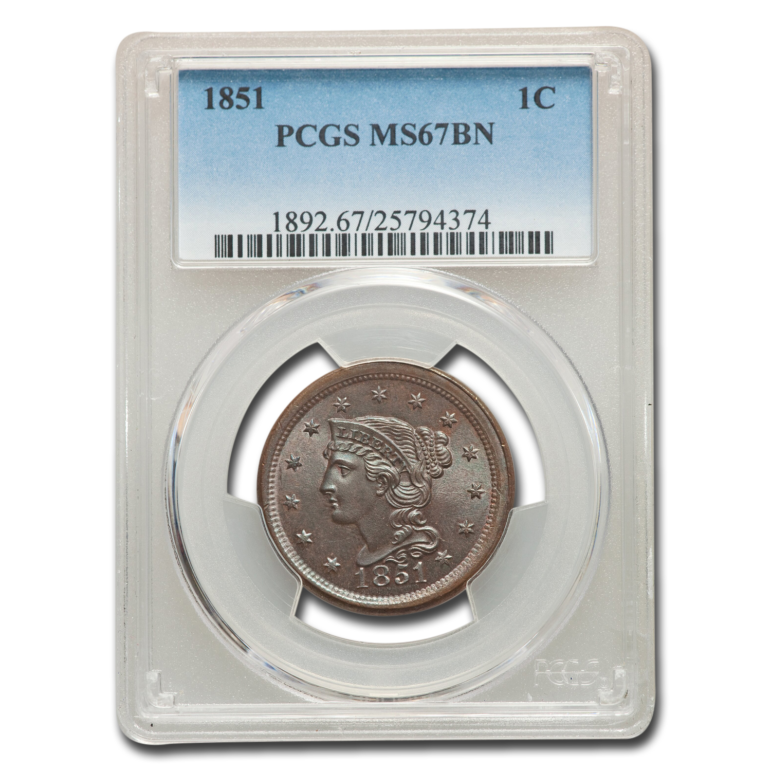 Buy 1851 Large Cent MS-67 PCGS (Brown)