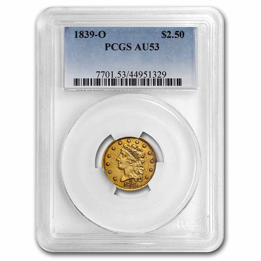 1839-O $2.50 Classic Head Quarter Eagle AU-53 PCGS - Click Image to Close