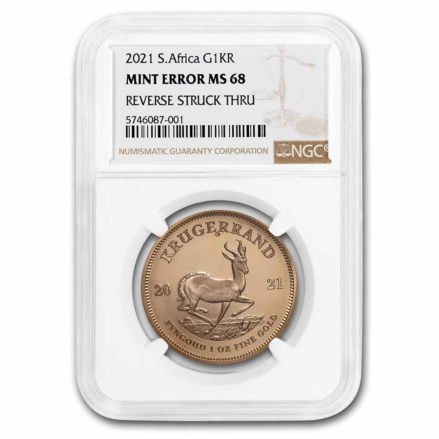 Buy 2021 1 oz Gold Krugerrand MS-68 NGC (Mint Error)