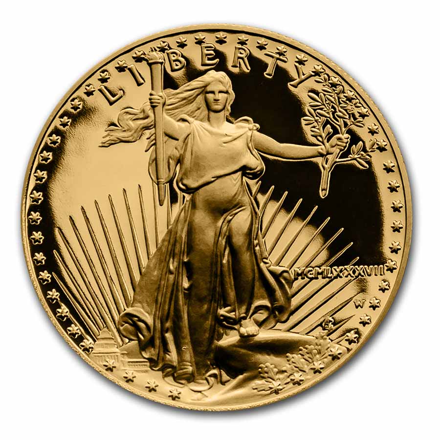 1987-W 1 oz Proof American Gold Eagle (w/Box, No COA) - Click Image to Close