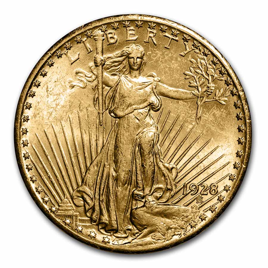1928 $20 Saint-Gaudens Gold Double Eagle BU - Click Image to Close