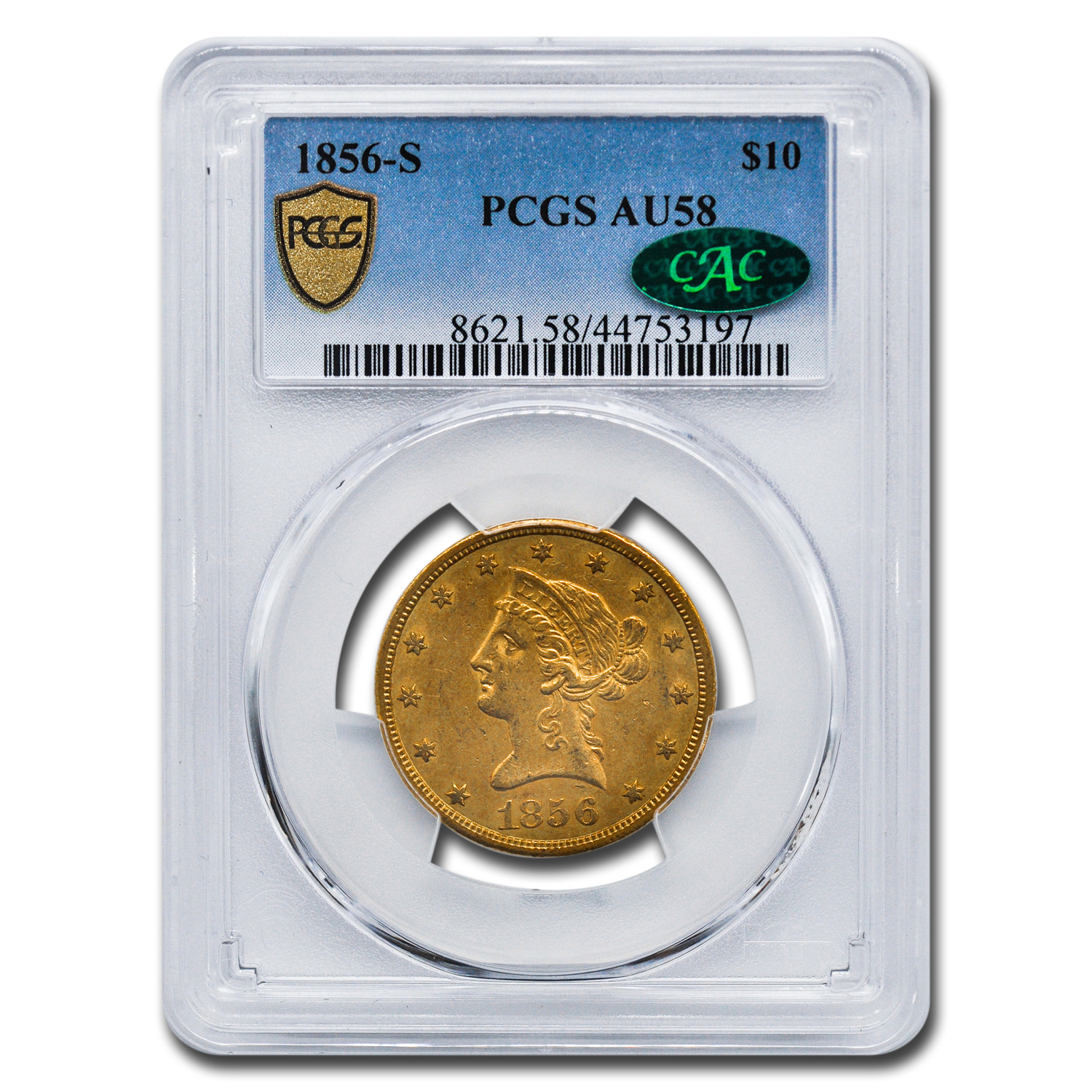 Buy 1856-S $10 Liberty Gold Eagle AU-58 PCGS CAC