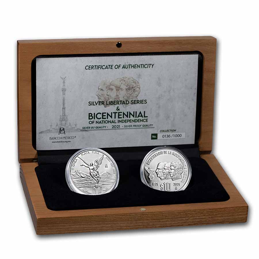 2021 Mexico 2-Coin Silver Independence Set w/ Box & COA