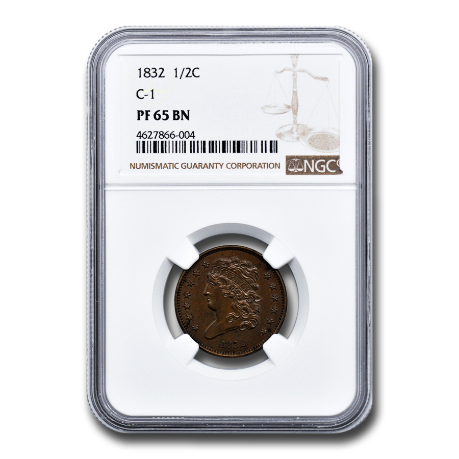 Buy 1832 Half Cent PF-65 NGC (Brown, C-1)