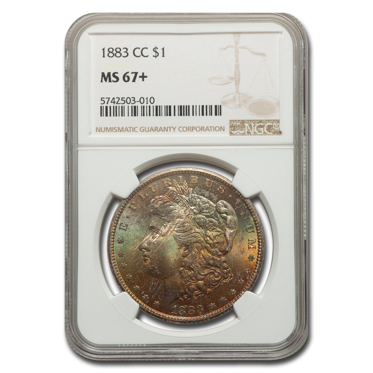 Buy 1883-CC Morgan Dollar MS-67+ NGC (Beautiful Toning) - Click Image to Close