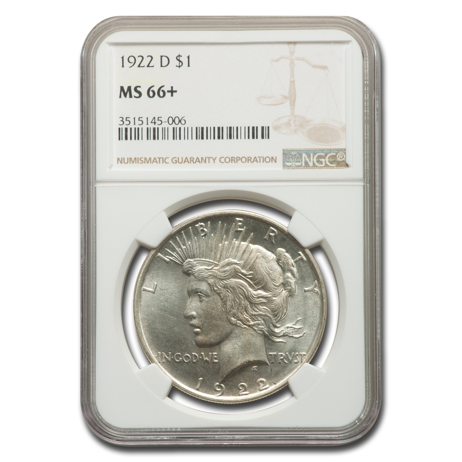 Buy 1922-D Peace Dollar MS-66+ NGC