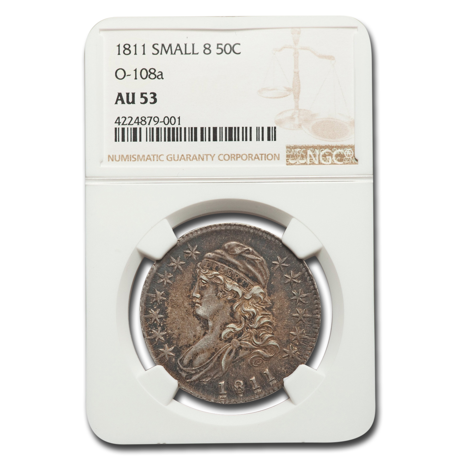 Buy 1811 Capped Bust Half Dollar AU-53 NGC (Small 8, O-108a) - Click Image to Close