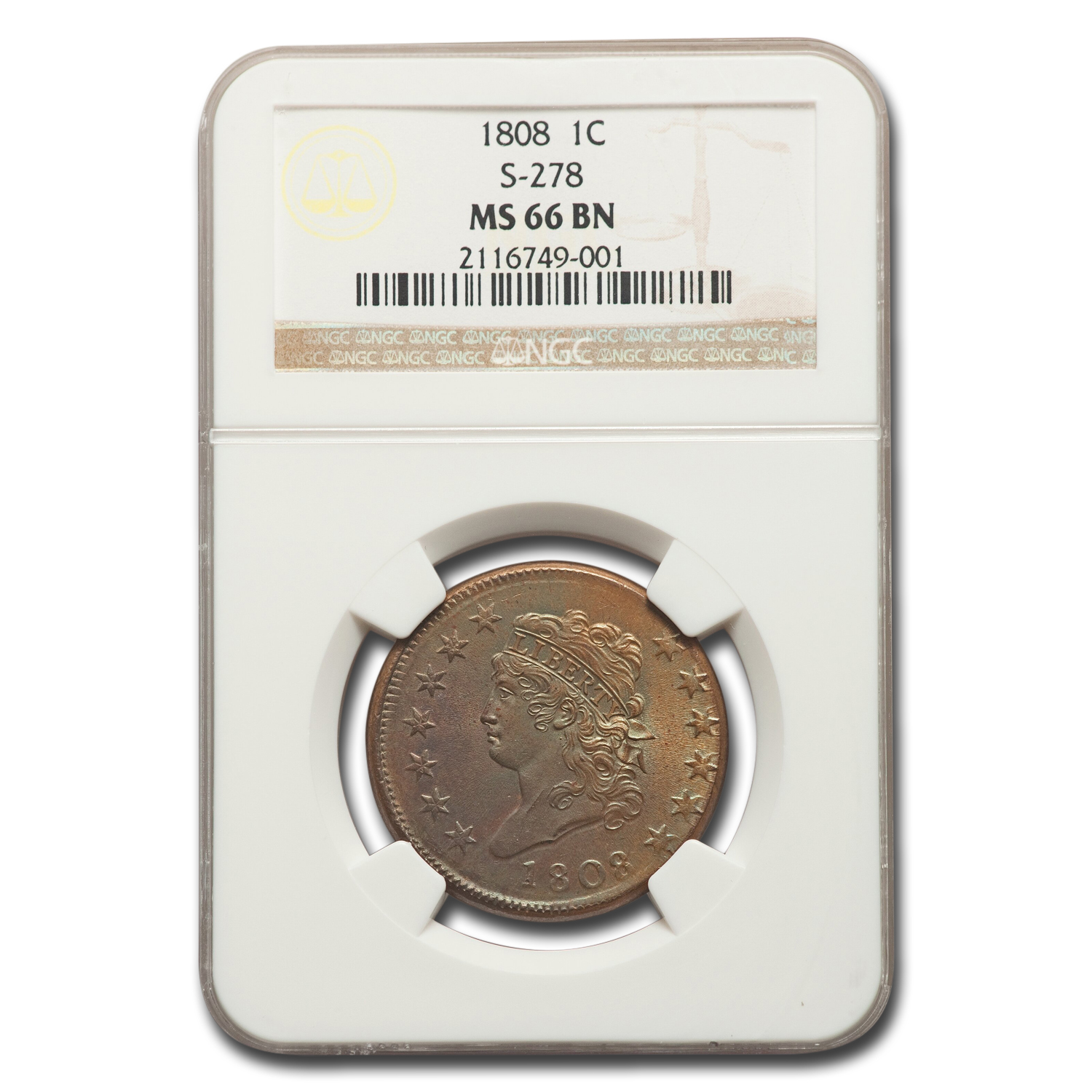 Buy 1808 Large Cent MS-66 NGC (Brown, S-278)
