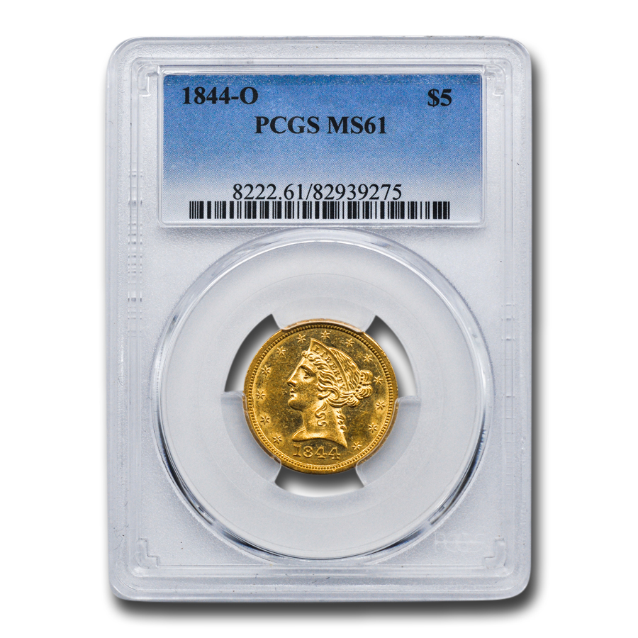 Buy 1844-O $5 Liberty Gold Half Eagle MS-61 PCGS