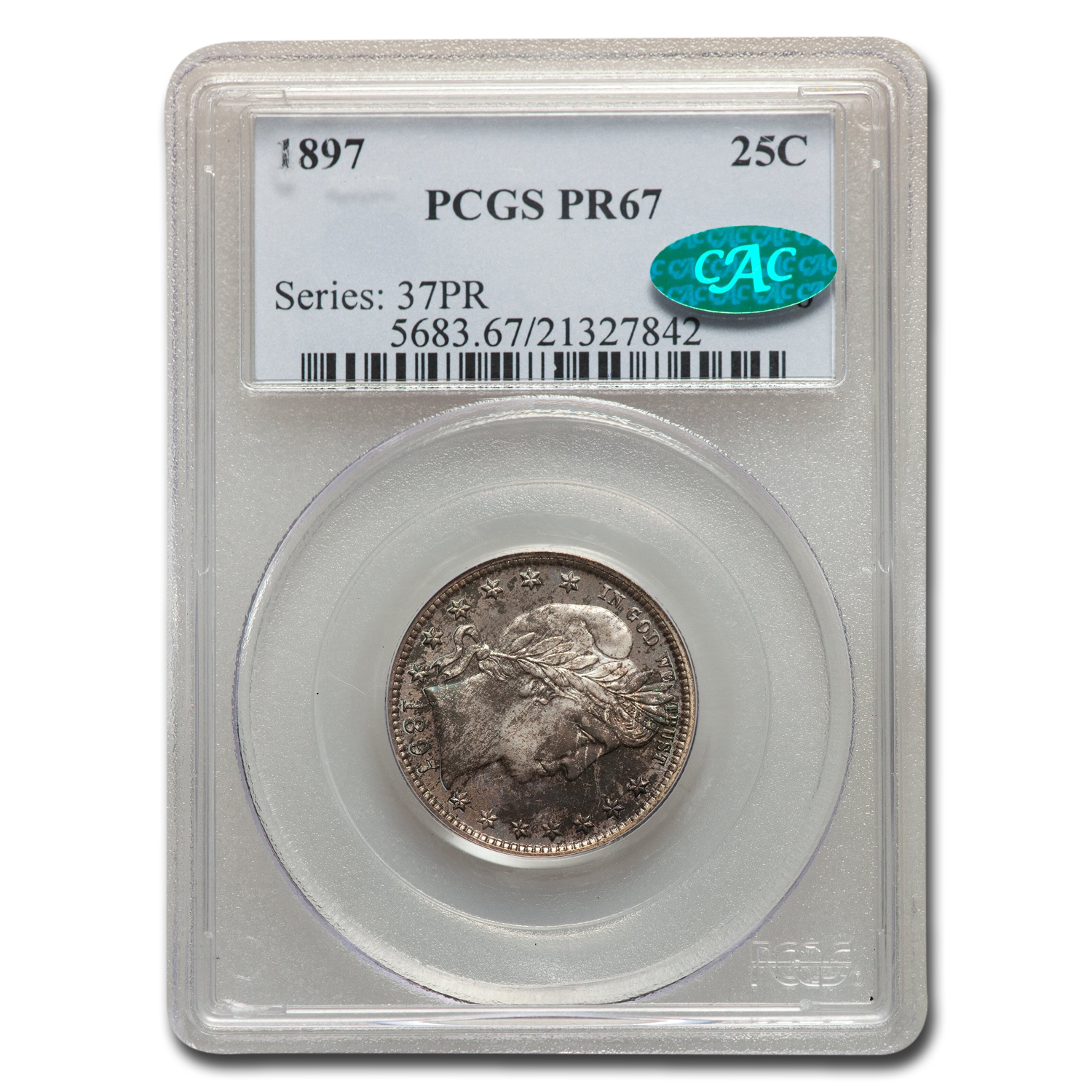 Buy 1897 Barber Quarter PR-67 PCGS CAC