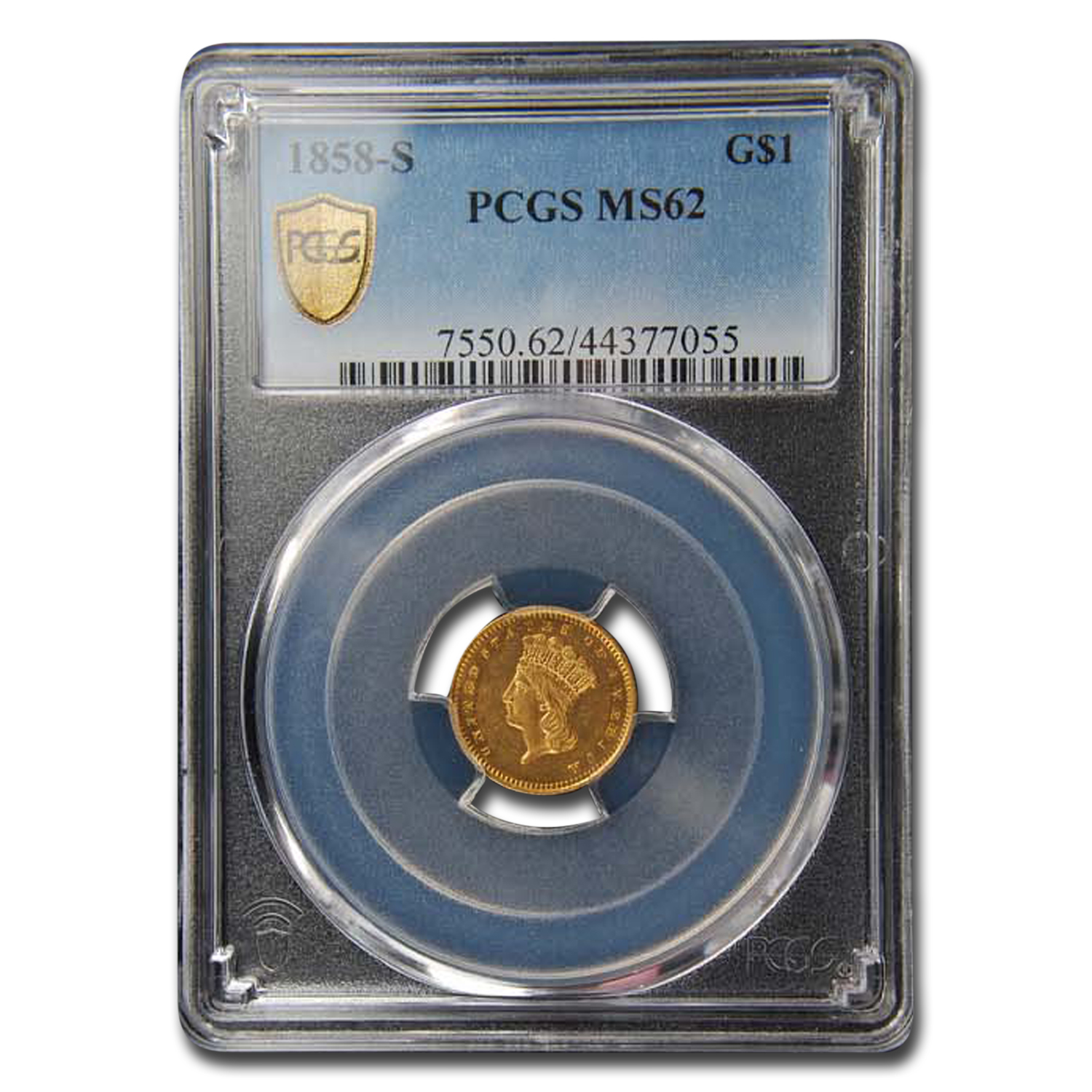 Buy 1858-S $1 Indian Head Gold MS-62 PCGS