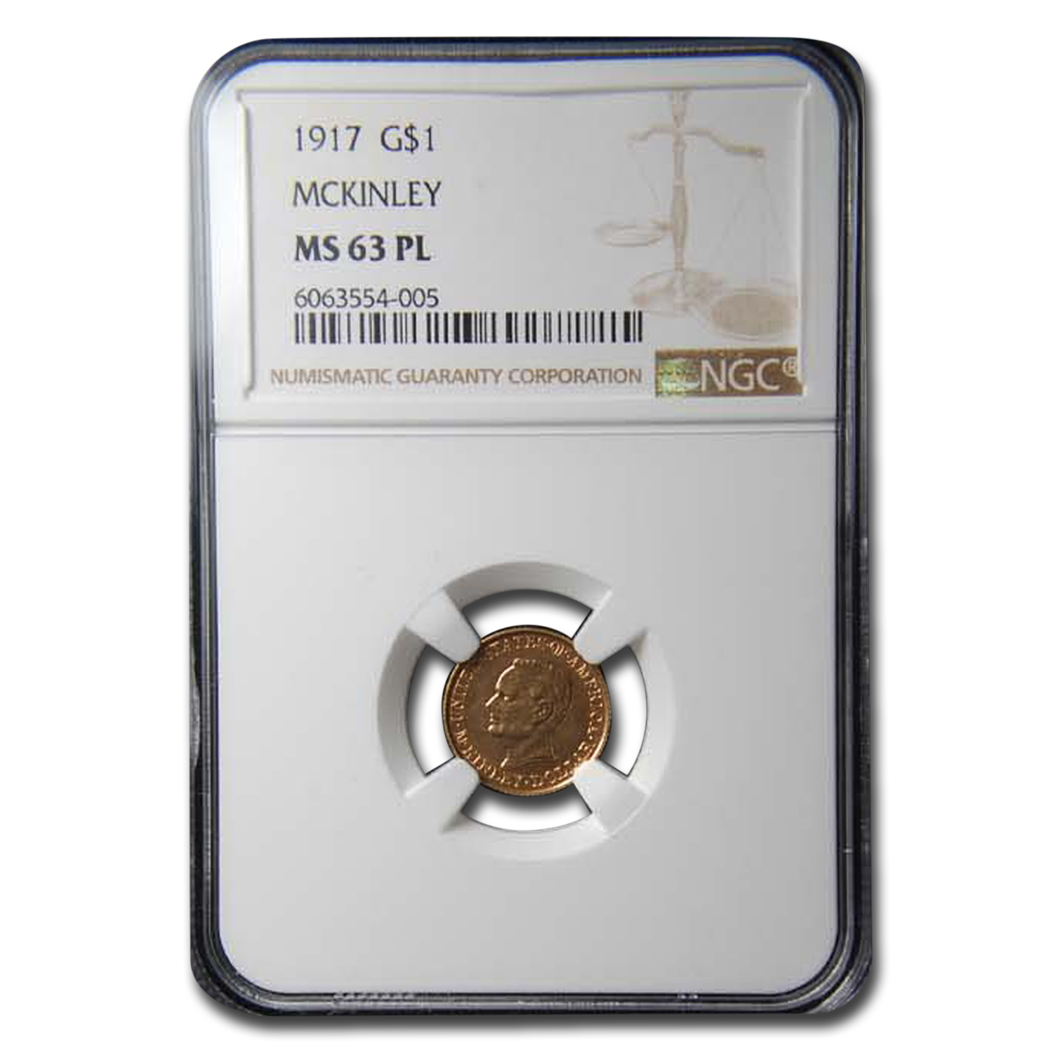 Buy 1917 Gold $1.00 Mckinley Memorial MS-63 NGC (PL)