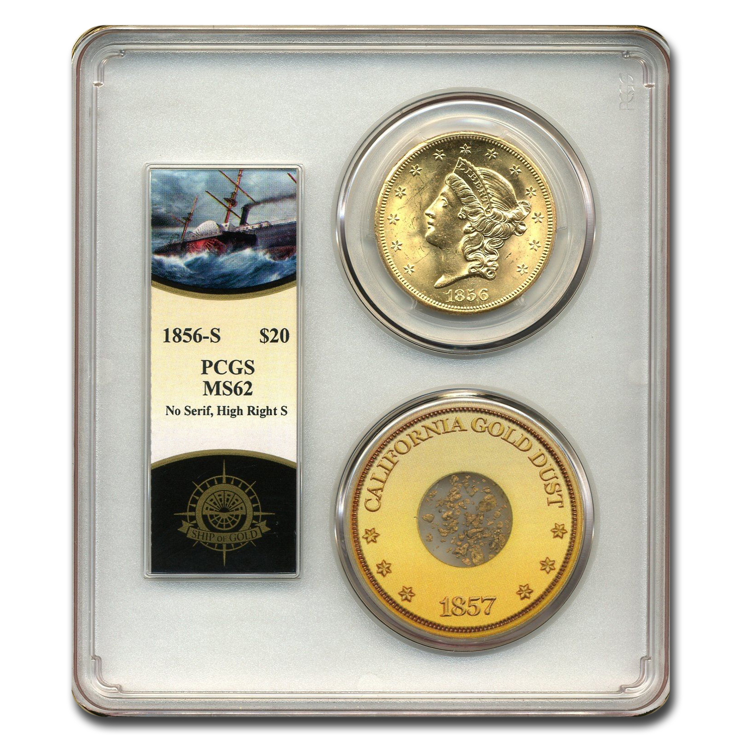 Buy 1856-S $20 Lib Au Double Eagle MS-62 Cen Am Hi S