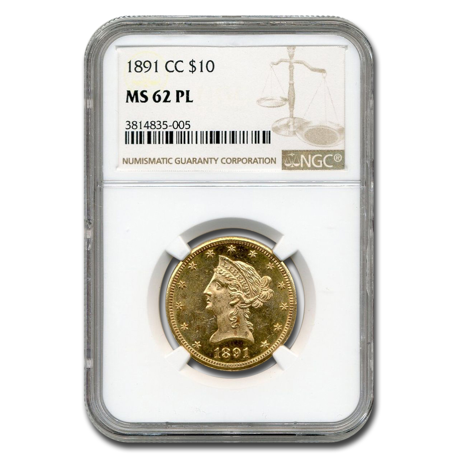 Buy 1891-CC $10 Liberty Gold Eagle MS-62 NGC (PL)