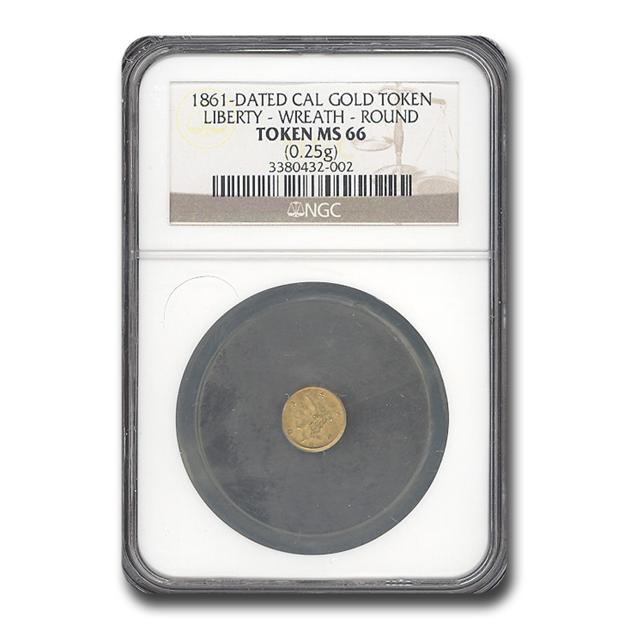 Buy 1861 Dated Liberty Round Gold Token MS-66 NGC (Wreath) - Click Image to Close
