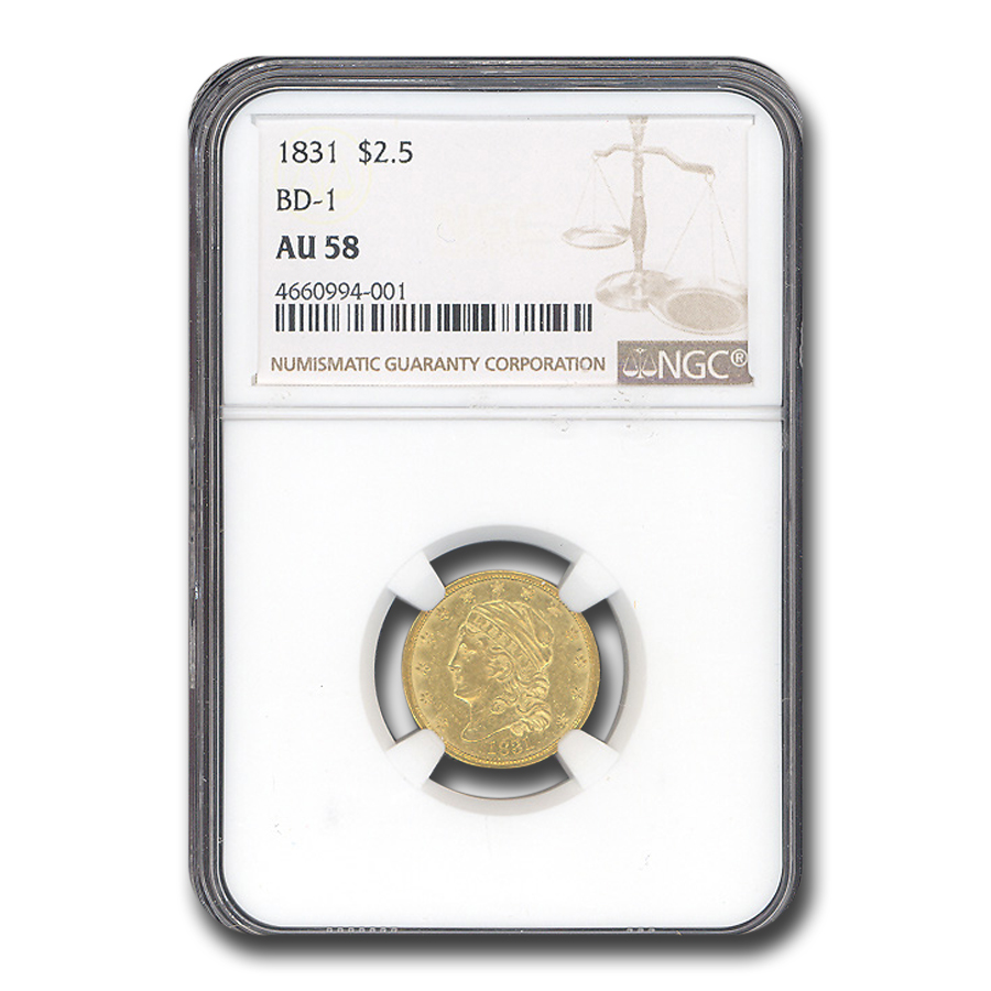 Buy 1831 $2.50 Gold Classic Head Quarter Eagle AU-58 NGC (BD-1)