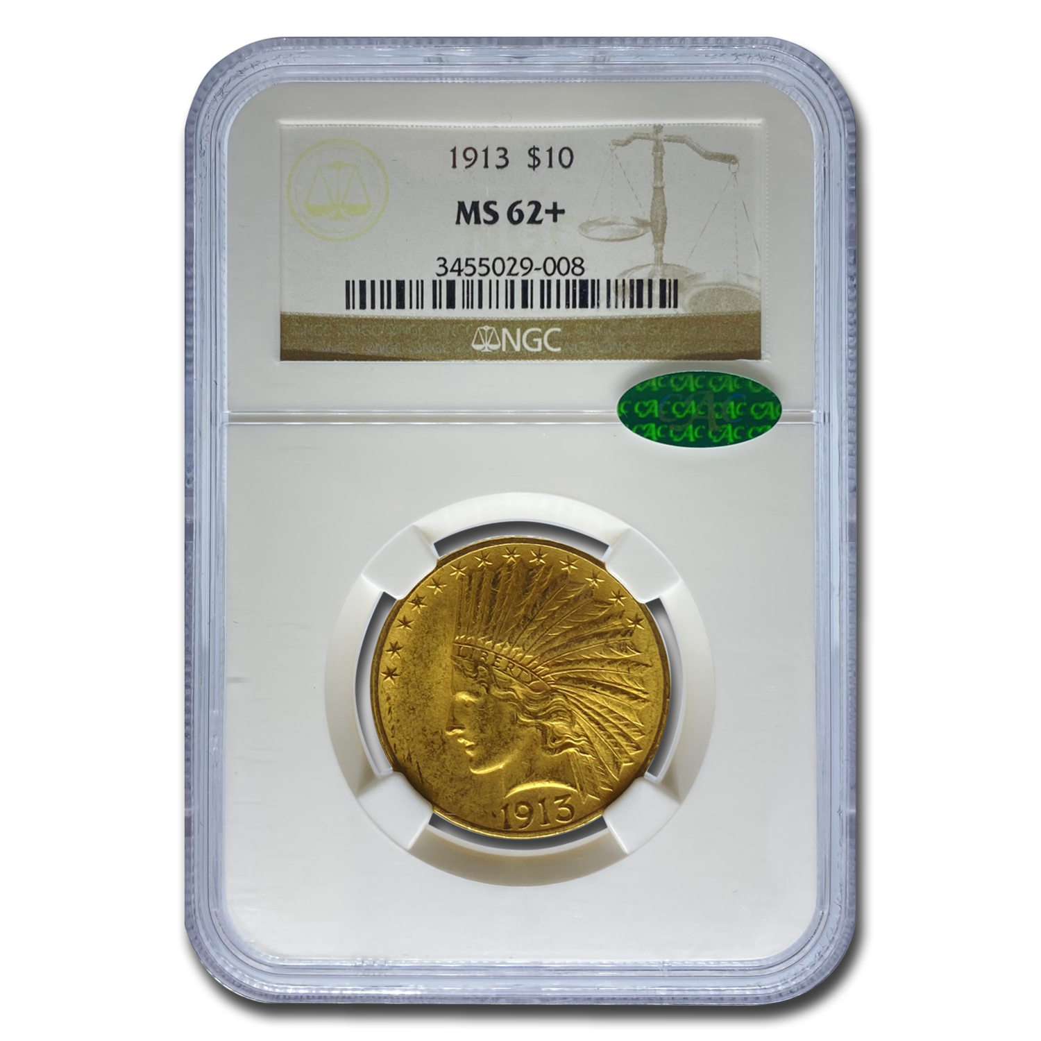 Buy 1913 $10 Indian Gold Eagle MS-62+ NGC CAC