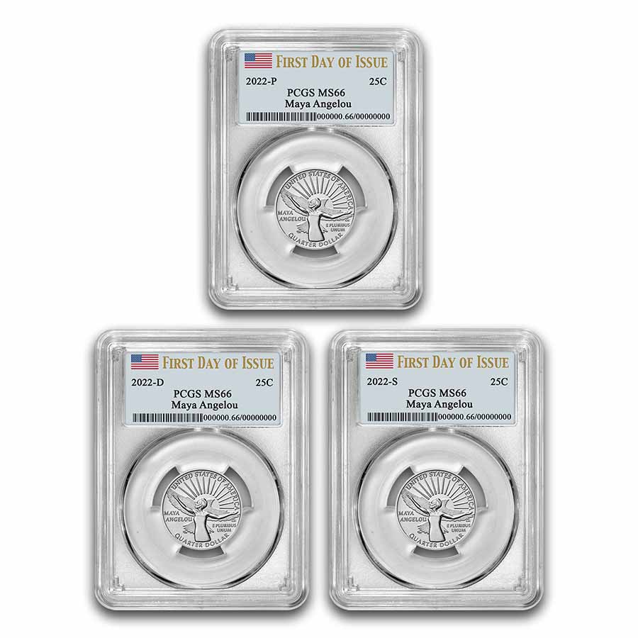Buy 2022-P/D/S Maya Angelou Women's MS-66 PCGS (FDI) 3-Coin Set