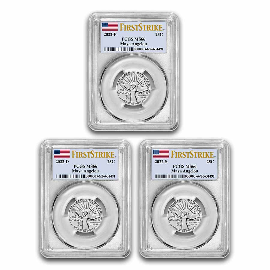 Buy 2022-P/D/S Maya Angelou Women's MS-66 PCGS (FS) 3-Coin Set