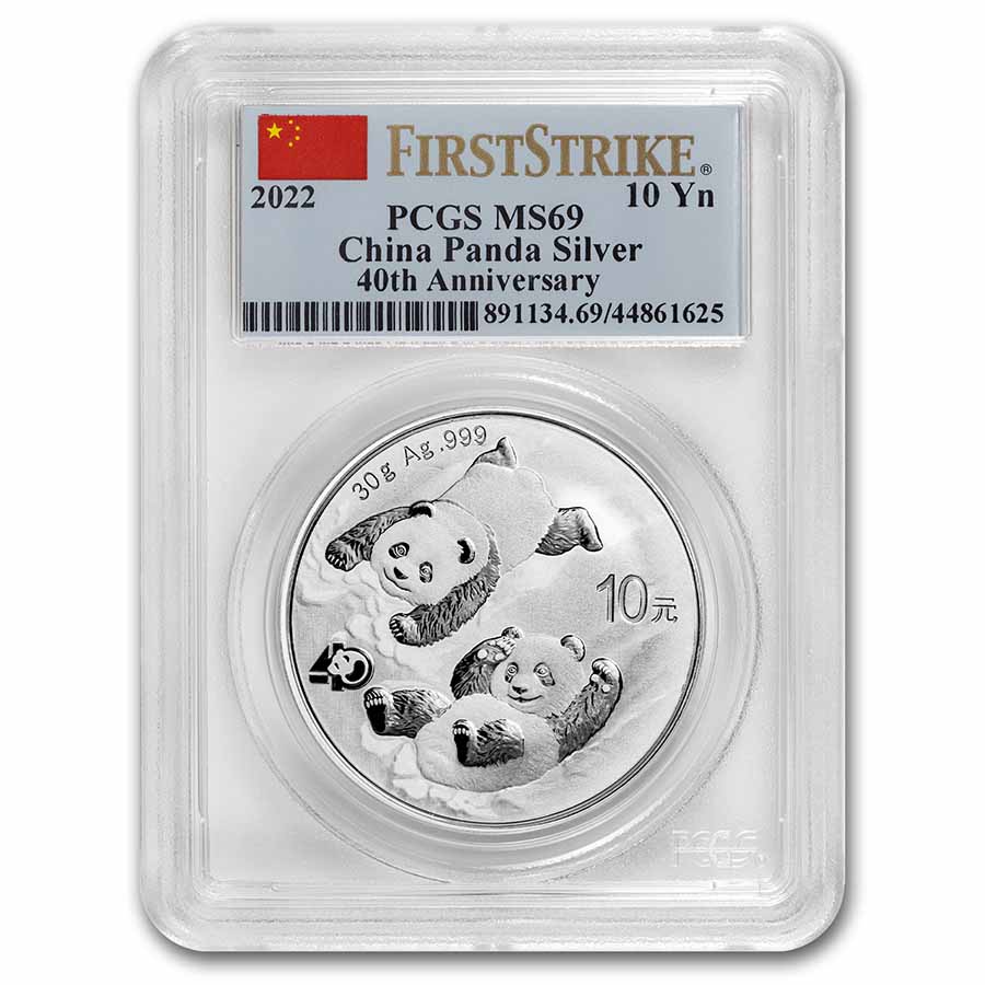 2022 China Silver Panda MS-69 PCGS (FS, 40th Anniv. Flag Label) - Click Image to Close