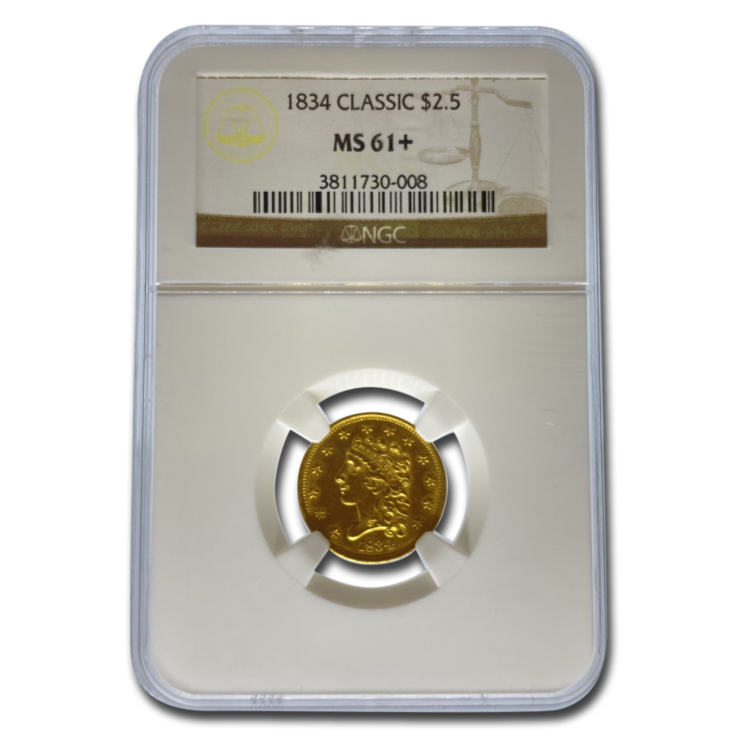 Buy 1834 $2.50 Classic Head Gold Quarter Eagle MS-61+ NGC